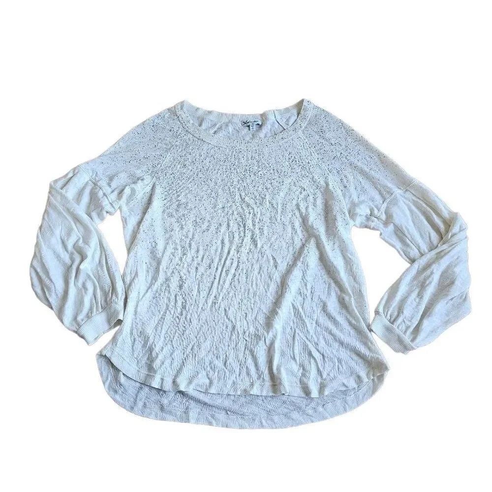 Splendid womens Sz S ivory silver long sleeve top